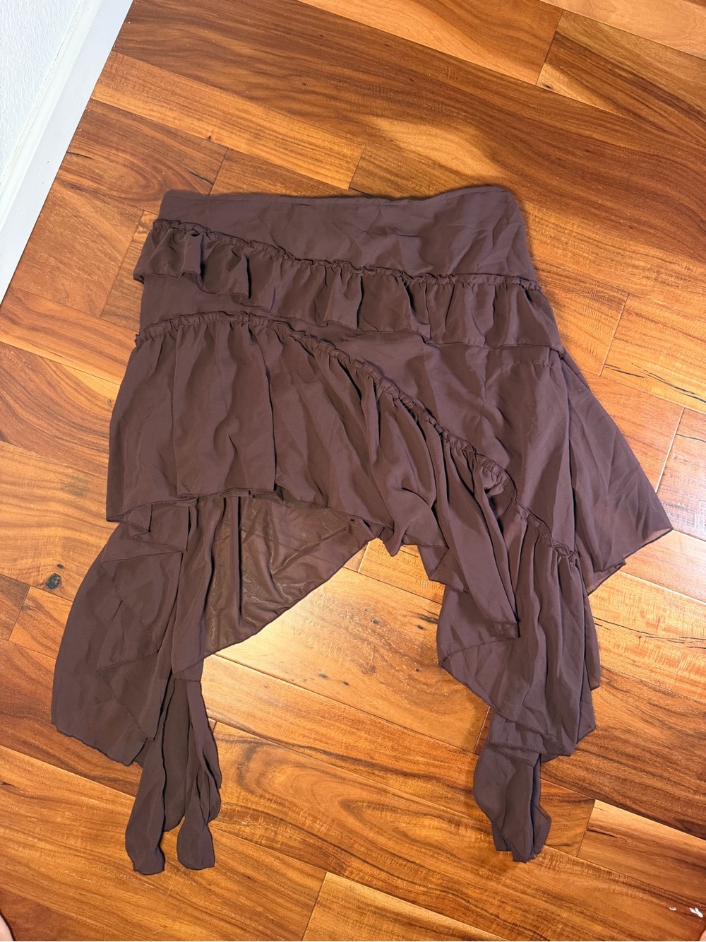 Women’s Ruffled Asymmetrical Brown Skirt